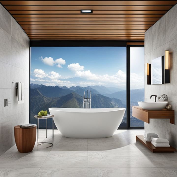Una imagen de un baño moderno con iluminación LED
