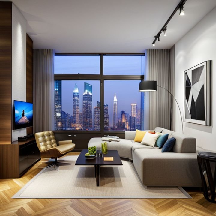 Un acogedor apartamento minimalista con muebles multifuncionales y tonos neutros para maximizar el espacio